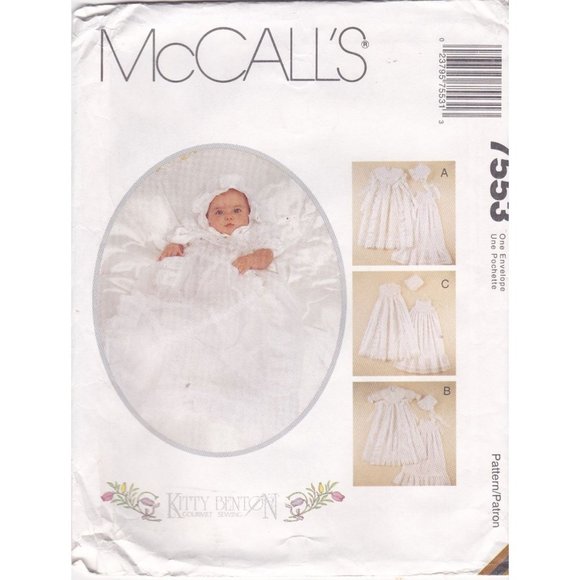 UNCUT Vintage Sewing PATTERN McCalls 7553, Kitty Benton 1995 Infants Christening - Picture 1 of 2